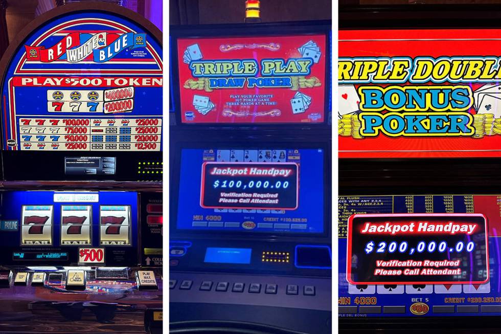 Three triple figure jackpots hit this past weekend at Caesars Palace in Las Vegas. (Las Vegas R ...