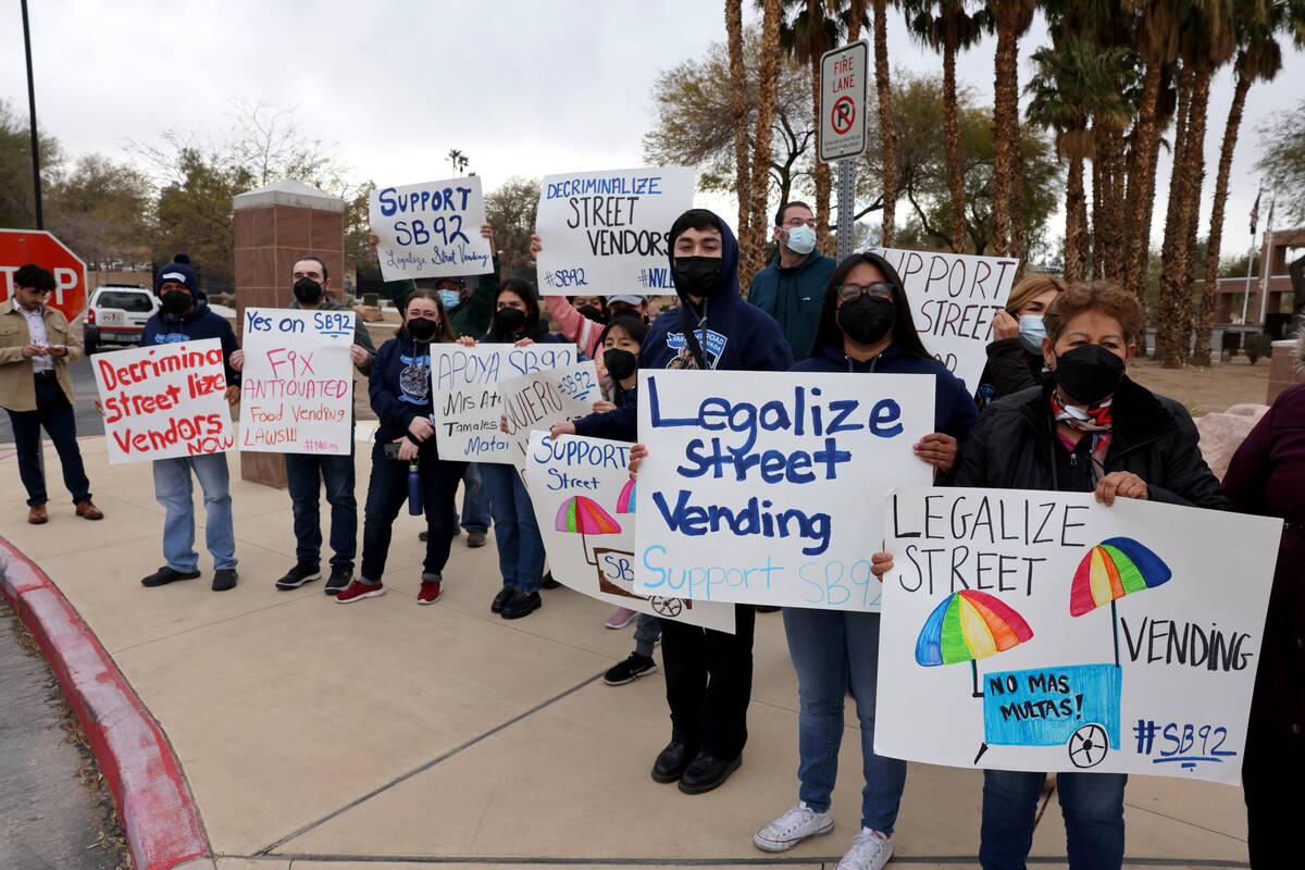 People with Make the Road Nevada gather at the Sawyer Building in Las Vegas Wednesday, March 1, ...