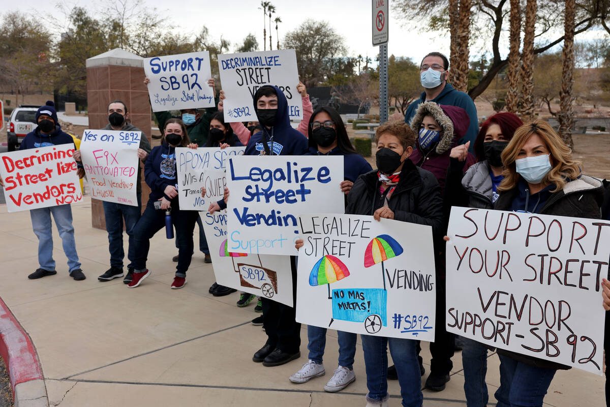 People with Make the Road Nevada gather at the Sawyer Building in Las Vegas Wednesday, March 1, ...