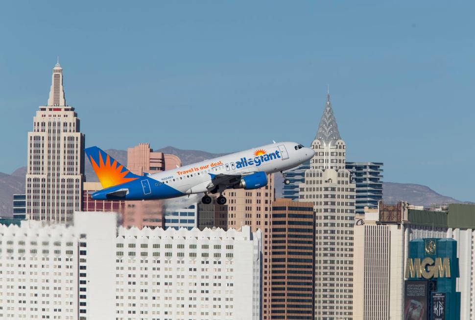 An Allegiant Air flight departs from McCarran International Airport in Las Vegas in 2018. Las V ...