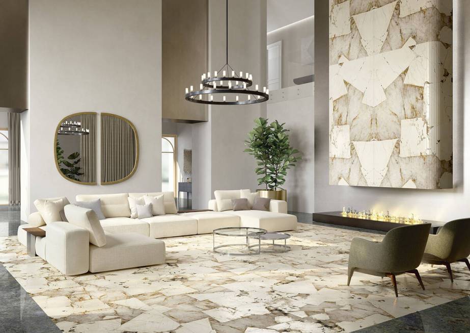 Porcelain panels are developed through new technology to create the look of cobblestone. (Cover ...