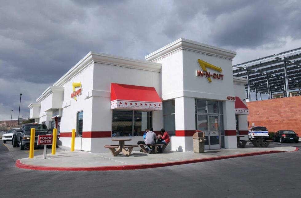 Customers visit an In-N-Out Burger restaurant on Maryland Parkway in Las Vegas on Thursday, Feb ...