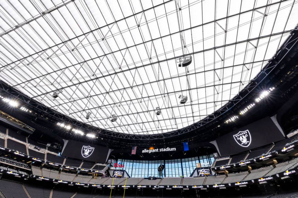 Allegiant Stadium's roof is composed of ETFE (Ethylenetetrafluoroethylene) which provides benef ...