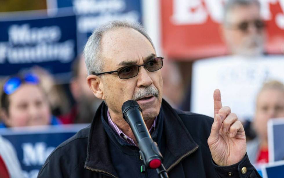 John Vellardita, executive director of the Clark County Education Association, speaks during a ...