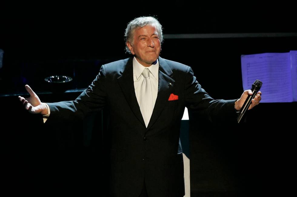 FILE - Tony Bennett reacts after performing the song "I left My Heart in San Francisco&quo ...