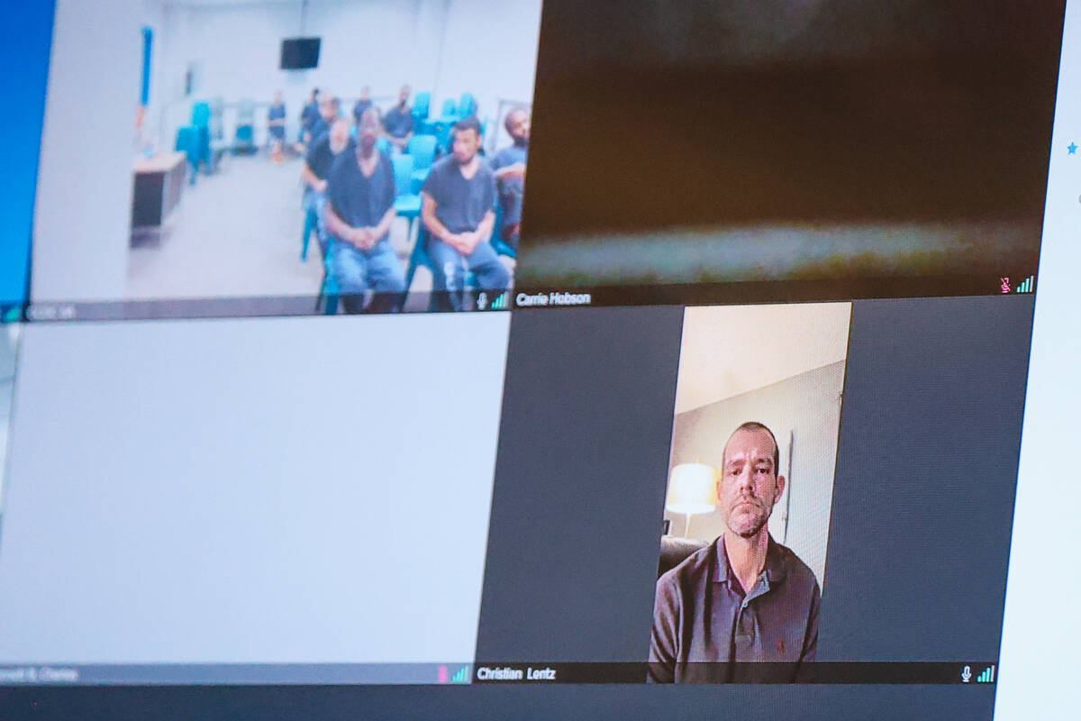 Christian Lentz is seen attending a court hearing over video on Friday, July 21, 2023, at the R ...