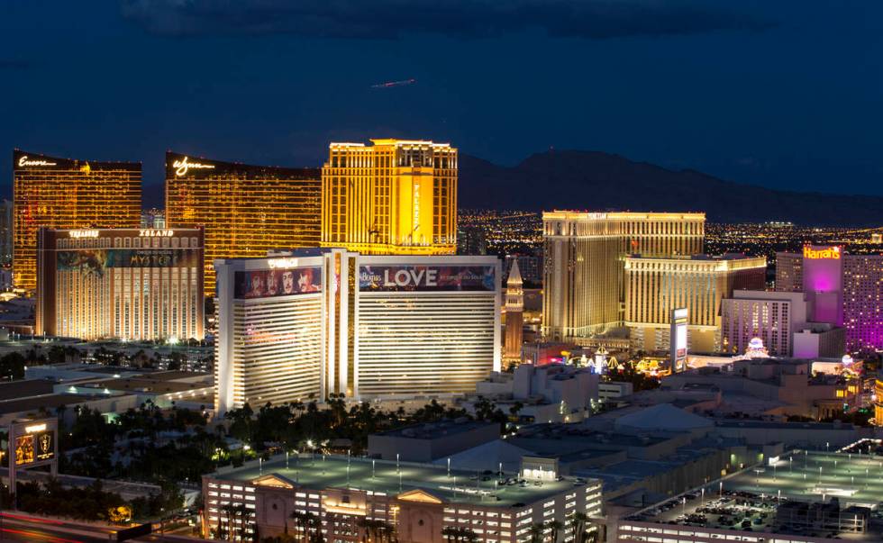 The Strip lights up as seen from the VooDoo Lounge atop the Rio in Las Vegas in October 2018. ( ...