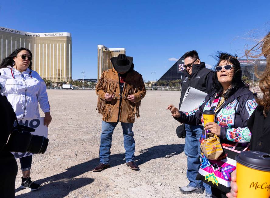 Carol Good Bear, right, a member of North Dakota's Mandan, Hidatsa and Arikara Nation (MHA), sp ...