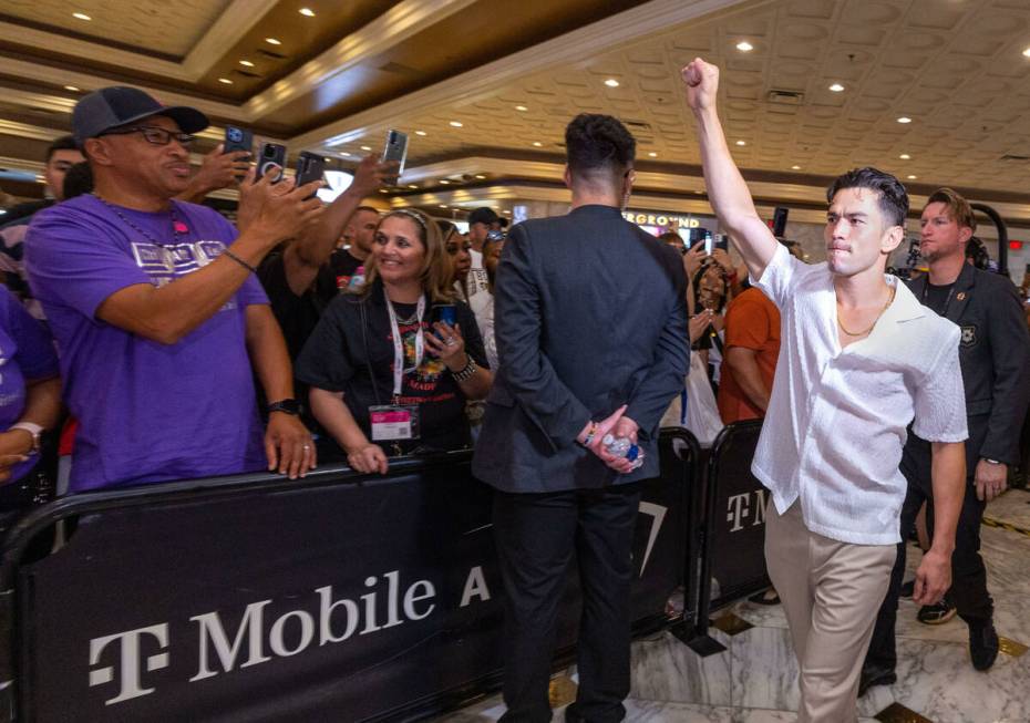 WBA lightweight boxer Giovanni Cabrera arrives during grand arrivals inside the MGM Grand on Tu ...