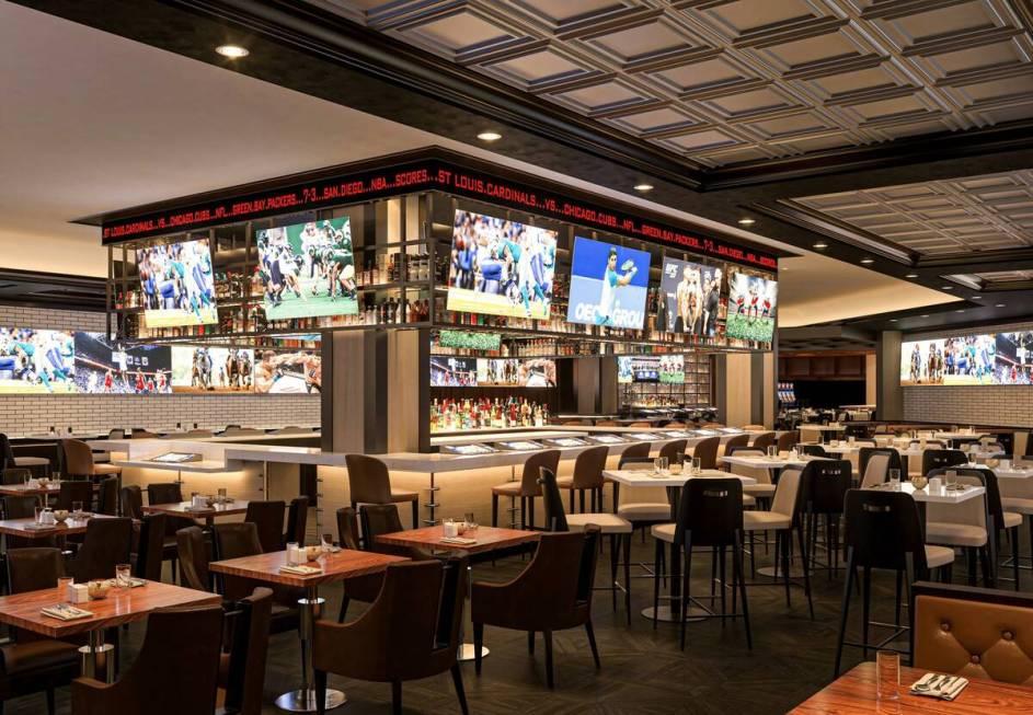 A rendering of the interior of Game On sports bar and grill set to open in summer 2023 at Bould ...