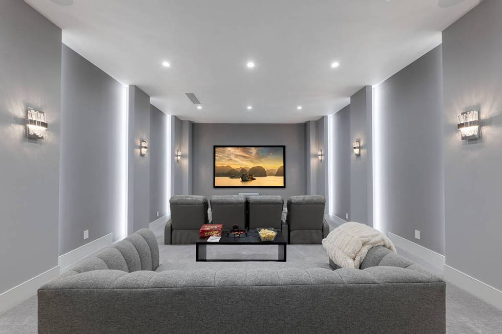 The home theater. (Douglas Elliman Las Vegas)