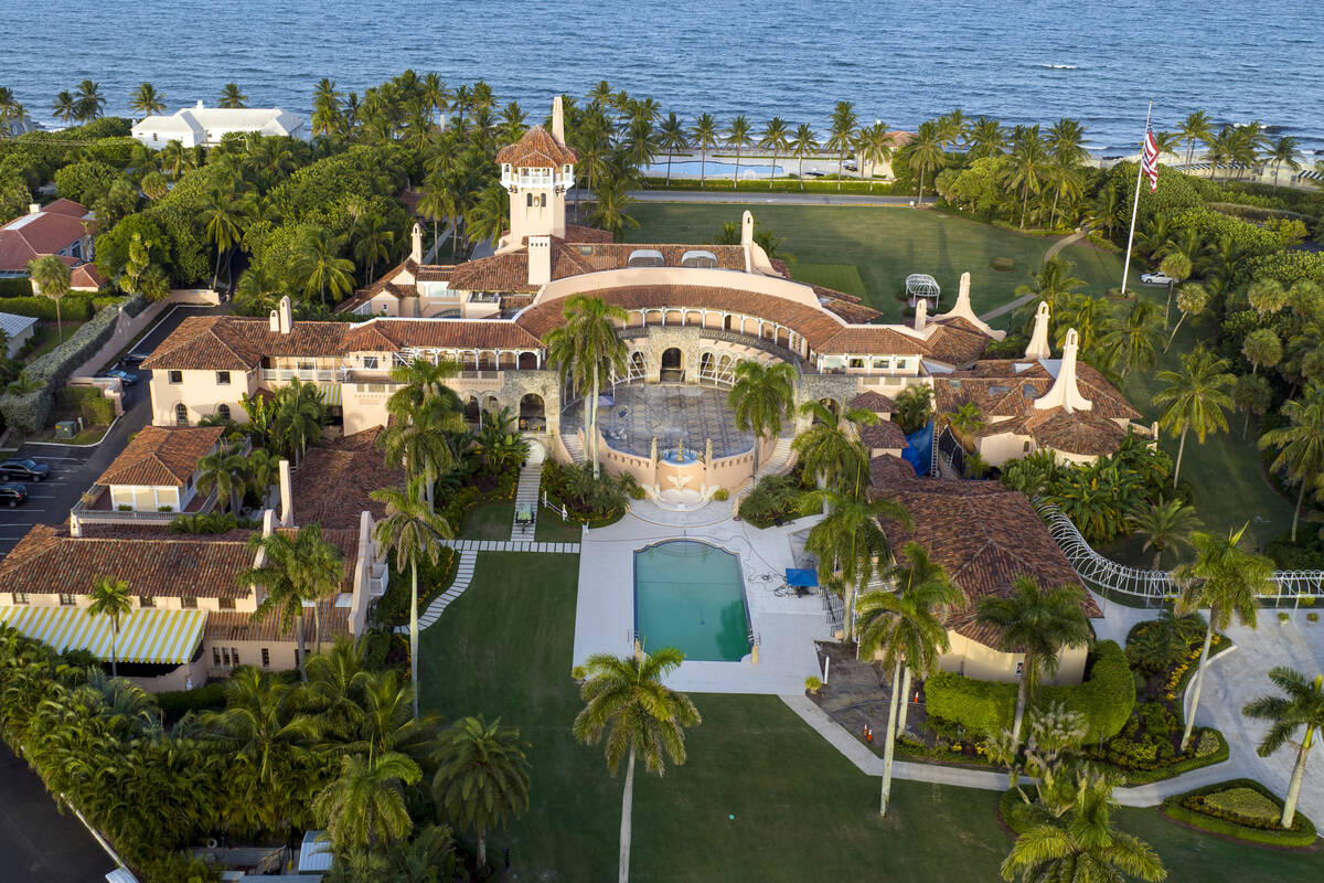 FILE - An aerial view of President Donald Trump's Mar-a-Lago estate is seen Aug. 10, 2022, in P ...