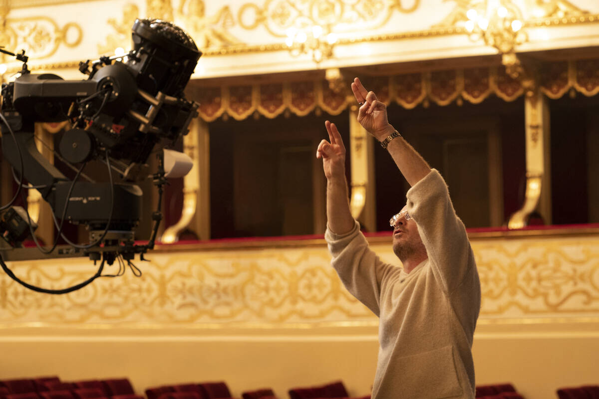 Darren Aronofsky is shown on the "Postcard from Earth" set in Parma, Italy. The acclaimed produ ...