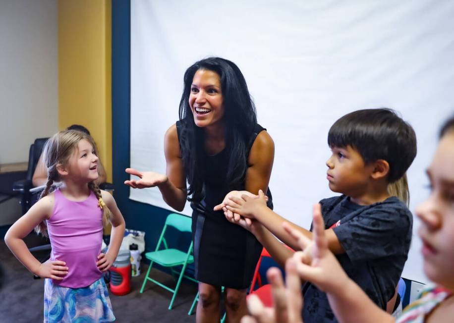 Pilita Simpson leads an exercise at a Positively Arts summer camp session. (Rachel Aston/Las Ve ...