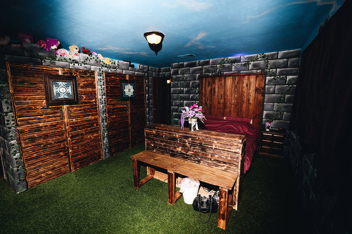 A bedroom inside of a pirate-themed house on Wednesday, July 26, 2023, on Sam Jonas Drive in La ...