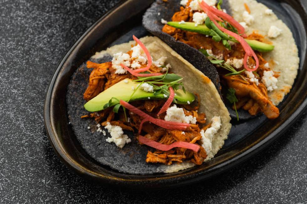 Chicken tinga tacos from La Neta Cocina y Lounge in Summerlin. (La Neta Cocina y Lounge)