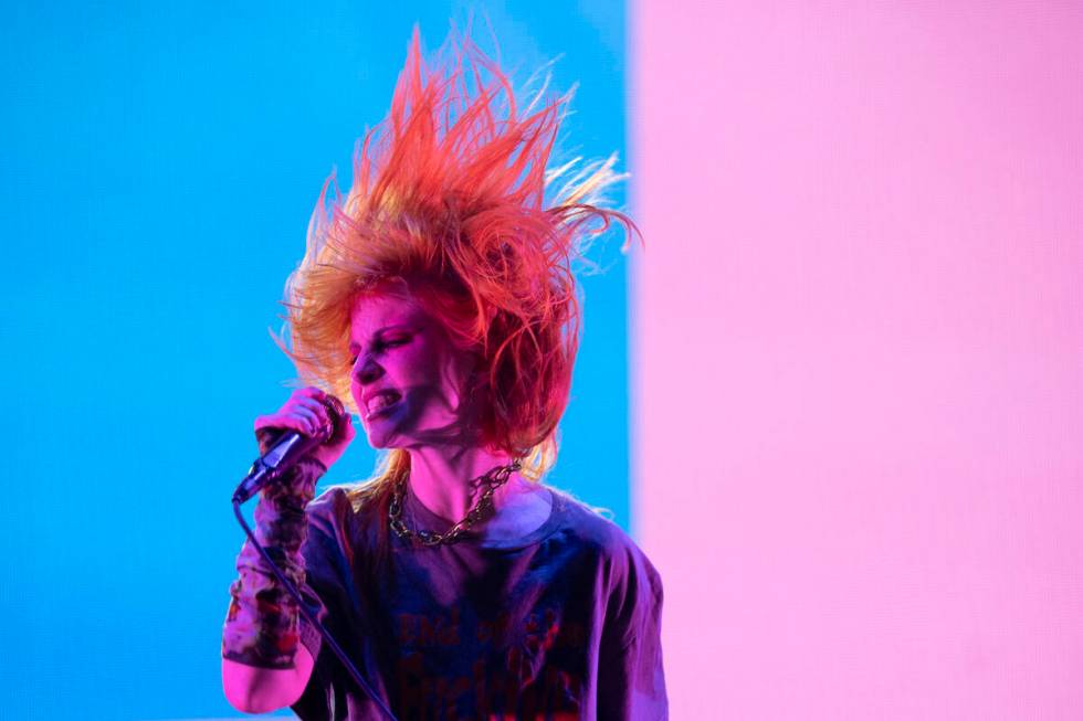 Paramore’s Hayley Williams head bangs during When We Were Young music festival at the La ...