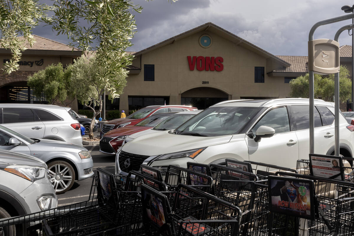 The parking lot outside the Vons Grocery Store at 2511 Anthem Village Drive on Tuesday, Aug. 1, ...