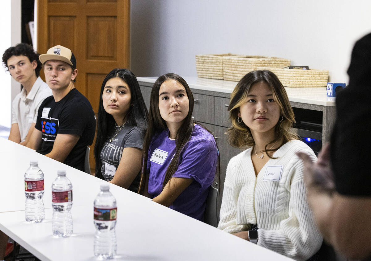 (Left to right) Stone Spiegel, Bishop Gorman High School student, Shannon Matheson, Moapa Valle ...