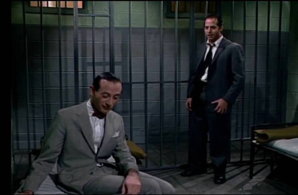 A screen grab of Paul Reubens as Pee-wee Herman and Jon Lovitz as Tommy Flanagan "Saturday Nigh ...