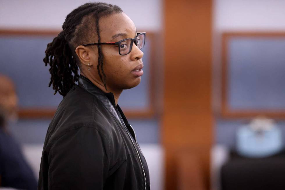 Las Vegas Aces WNBA basketball player Riquna Williams appears in Las Vegas Justice Court Wednes ...