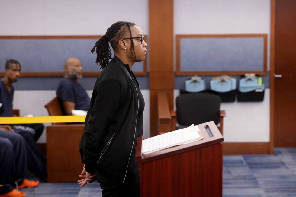 Las Vegas Aces WNBA basketball player Riquna Williams appears in Las Vegas Justice Court Wednes ...