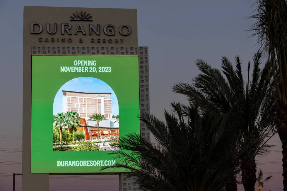 A new marquee is revealed at Durango Casino & Resort on Thursday, Aug. 3, 2023, in Las Vega ...