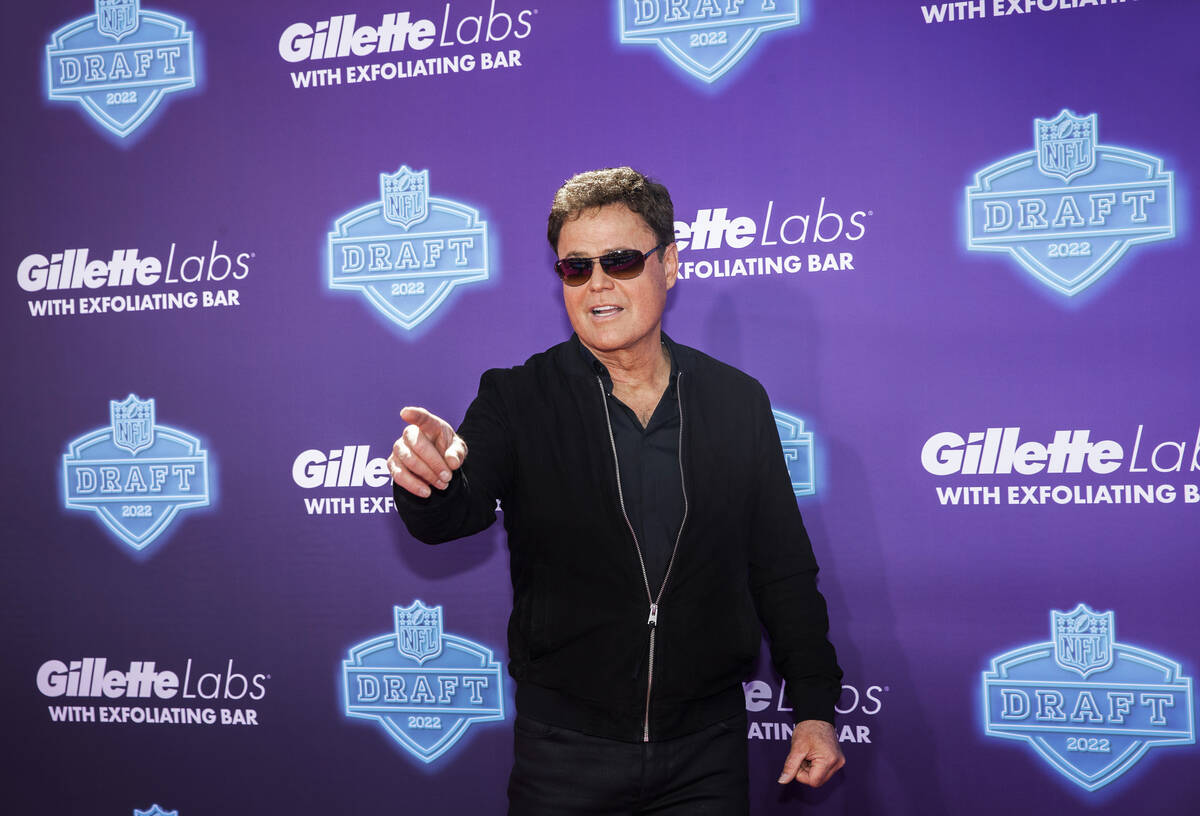 FILE - Donny Osmond at the NFL Red Carpet Stage on Thursday, April 28, 2022, at the Bellagio Fo ...