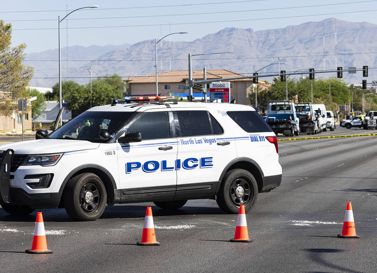 A North Las Vegas police vehicle is seen on Wednesday, Aug 3, 2023. (Bizuayehu Tesfaye/Las Vega ...