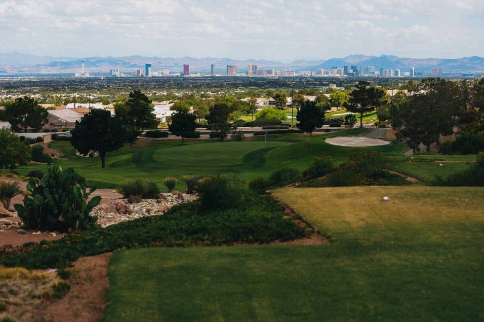 A view of the Strip is seen from the 14th hole at Highland Falls Golf Club on Thursday, Aug. 17 ...