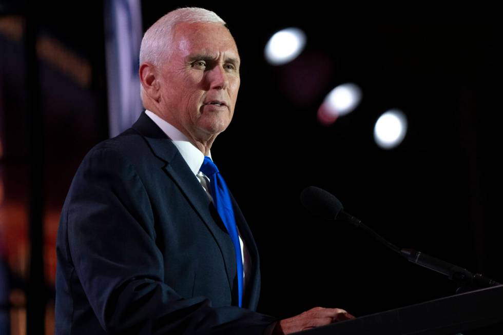 FILE - Republican presidential candidate former Vice President Mike Pence speaks at the Christi ...