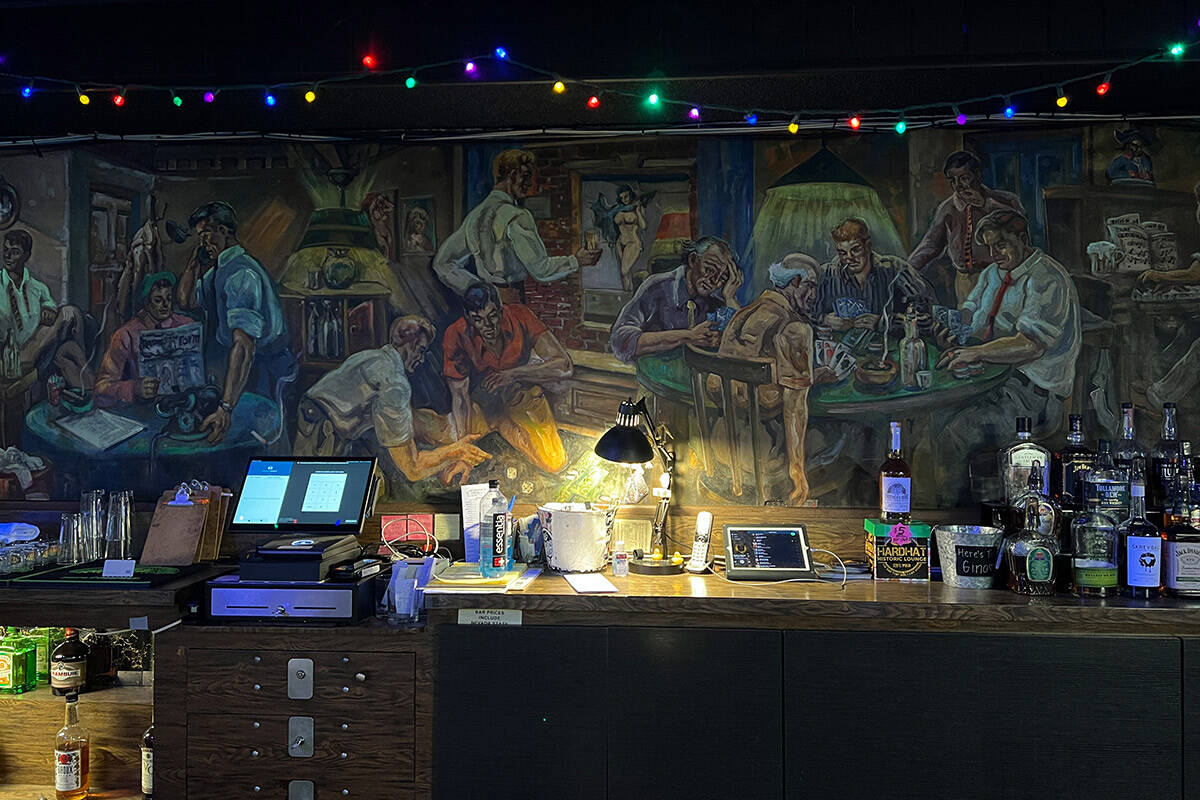 A look at the mural behind the bar at Hard Hat Lounge, which has been purchased by Las Vegas ro ...