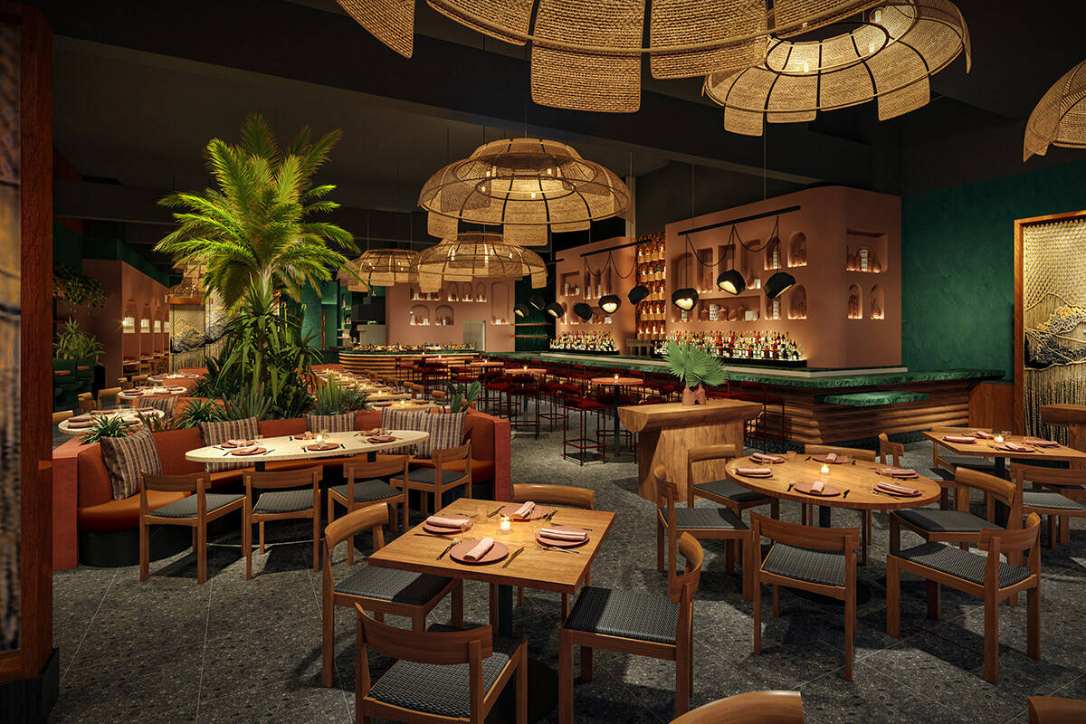 A rendering of the dining area of Leoncito, a modern Mexican restaurant set to debut in October ...