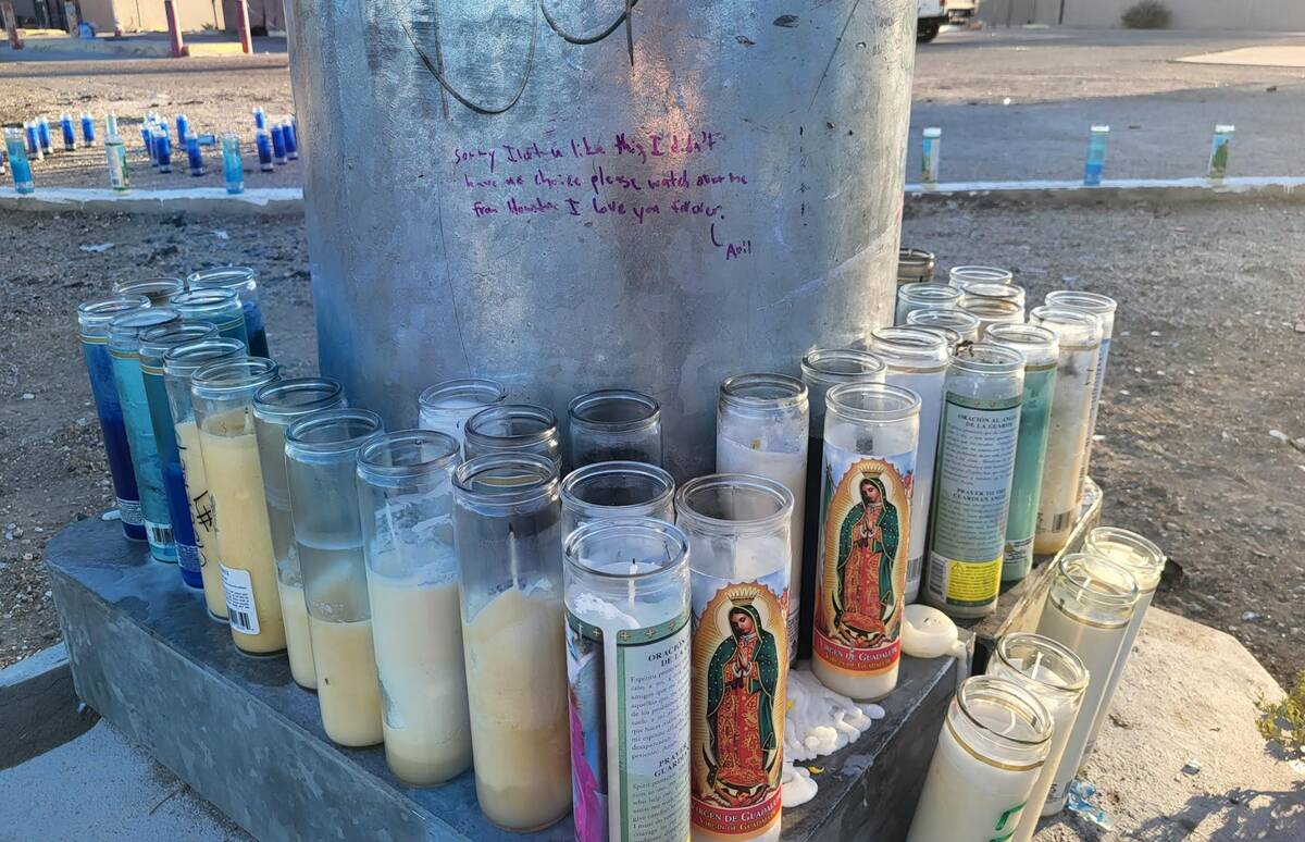 A memorial to three teens killed in an August crash is seen at the intersection of North Martin ...