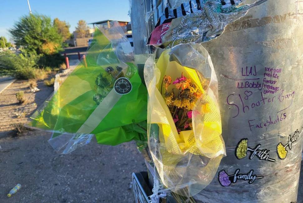 A memorial to three teens killed in an August crash is seen at the intersection of North Martin ...