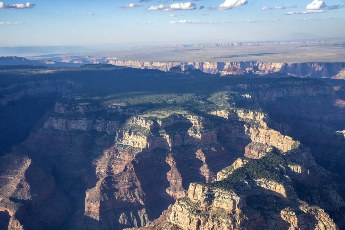 The Grand Canyon is seen while in flight from Air Force One, with President Joe Biden aboard, e ...