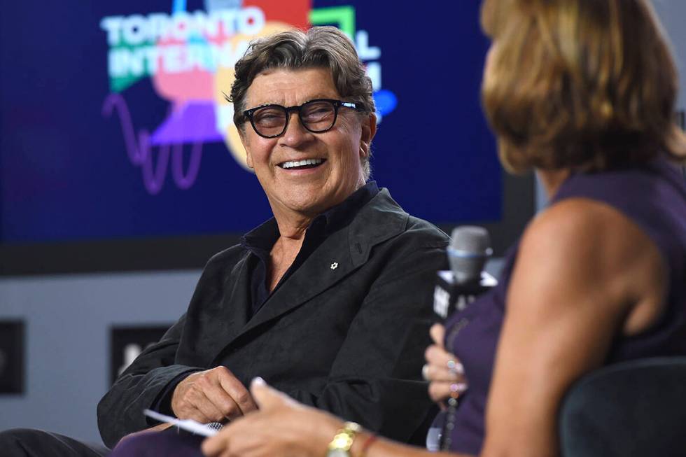 Robbie Robertson speaks during a press conference for "Once Were Brothers: Robbie Robertso ...