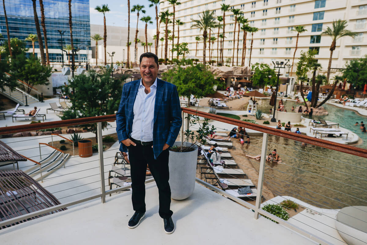 Virgin Hotels Las Vegas president Cliff Atkinson stands for a portrait in front of the Virgin H ...