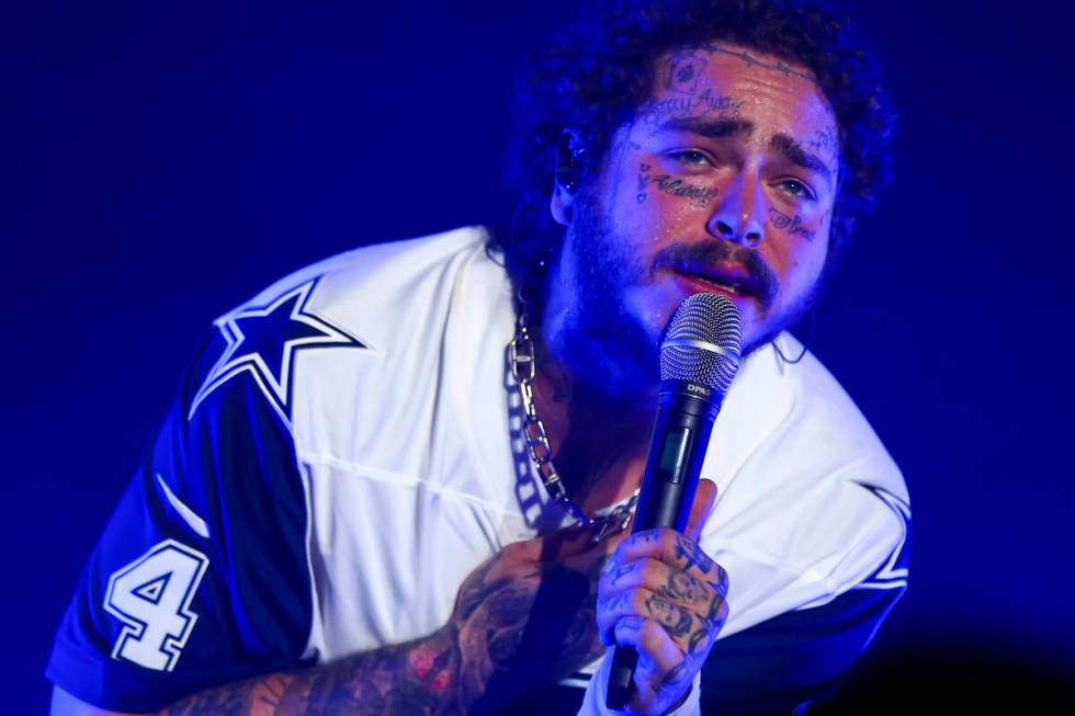 Post Malone performs at the downtown stage during day 3 of the Life is Beautiful festival in do ...