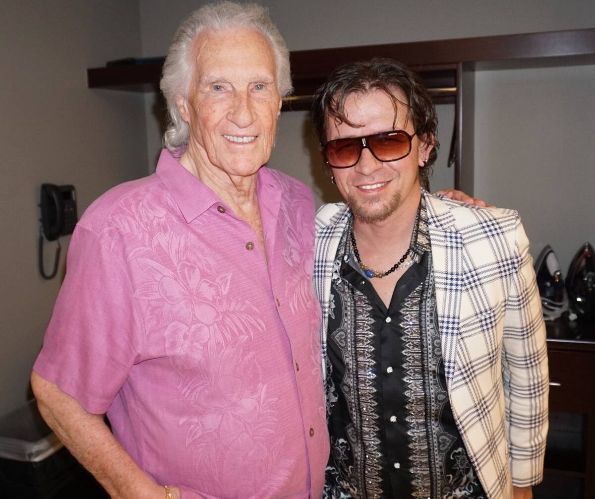 Bill Medley and Michael Grimm are shown at Myron's at the Smith Center on Wednesday, Aug. 9, 20 ...