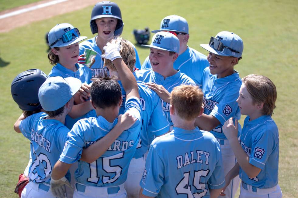 Henderson celebrates their 10-0 win against Utah after the Little League West Regional final ba ...