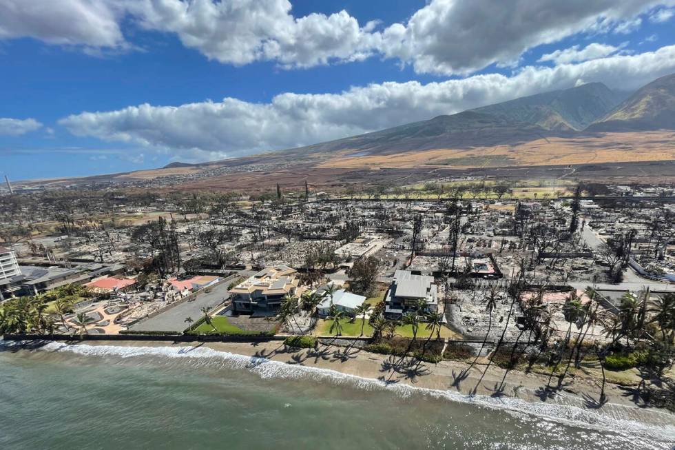 This photo provided by the Hawaii Department of Land and Natural Resources shows burnt areas in ...