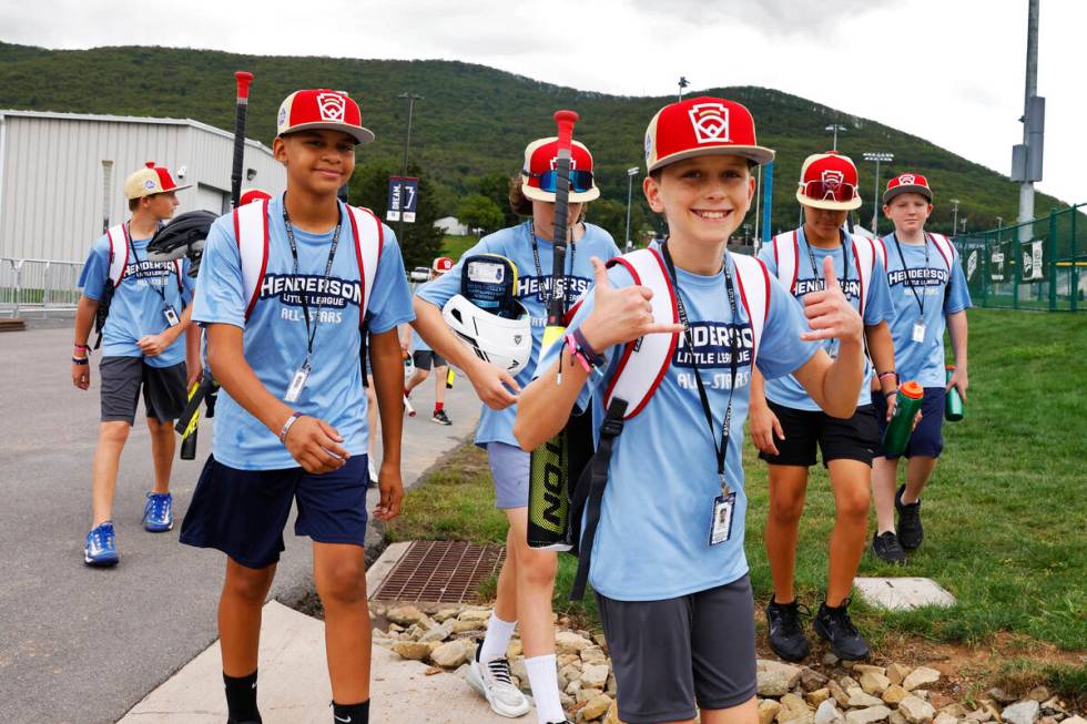 Henderson Little League players arrive for practice to prepare for the Little League World Seri ...