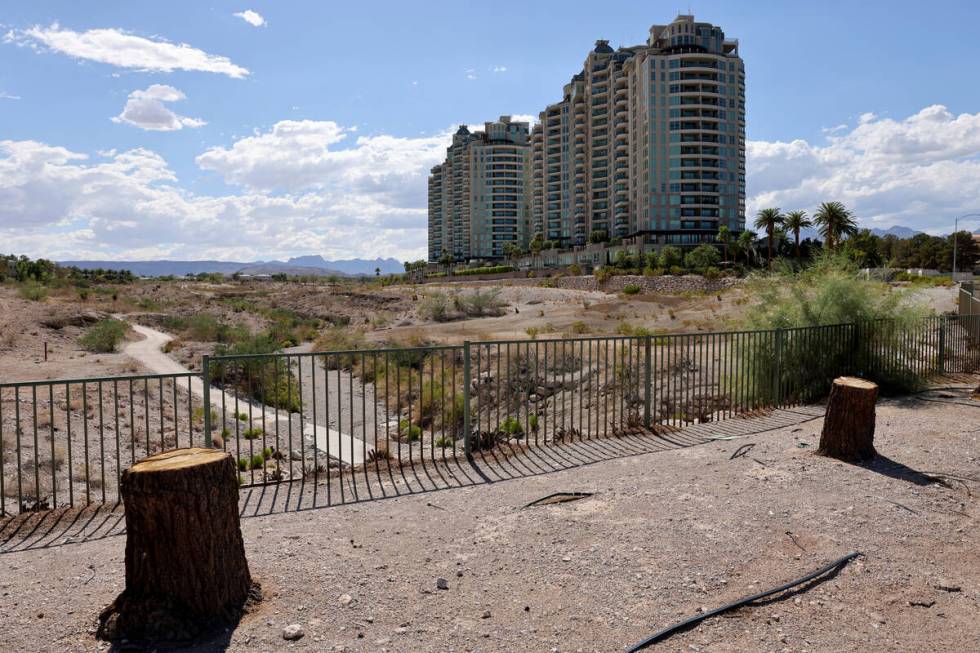 The defunct Badlands golf course is shown adjacent to One Queensridge Place near the corner of ...