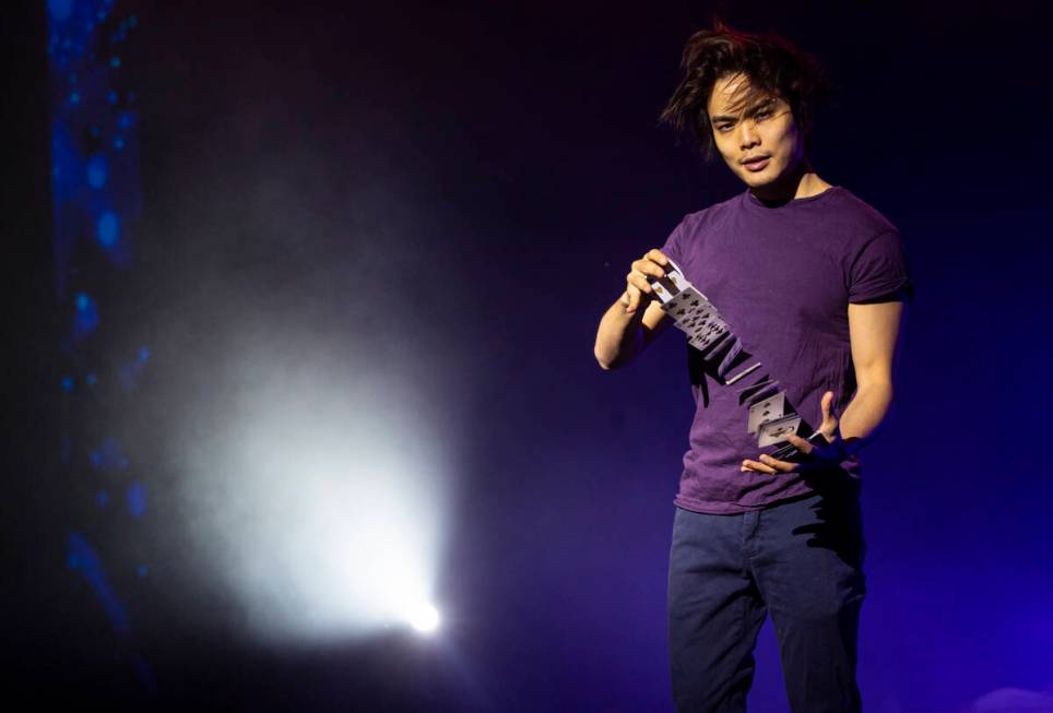 Illusionist Shin Lim poses for a portrait onstage ahead of the reopening of his show, "Lim ...