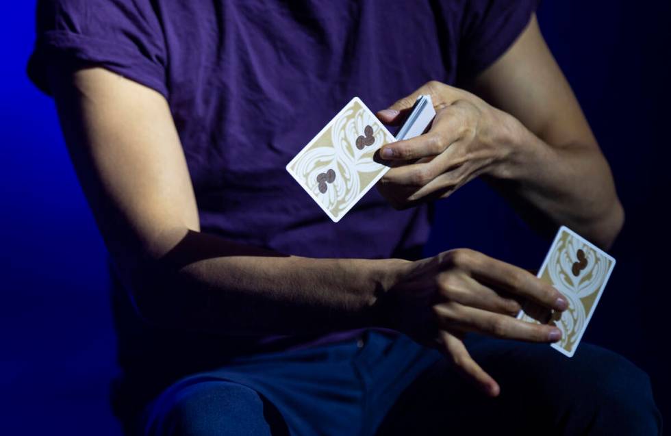 Illusionist Shin Lim performs card tricks onstage ahead of the reopening of his show, "Lim ...