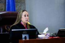 Judge Jessica Peterson overseas a hearing regarding Clark County School District’s lawsu ...