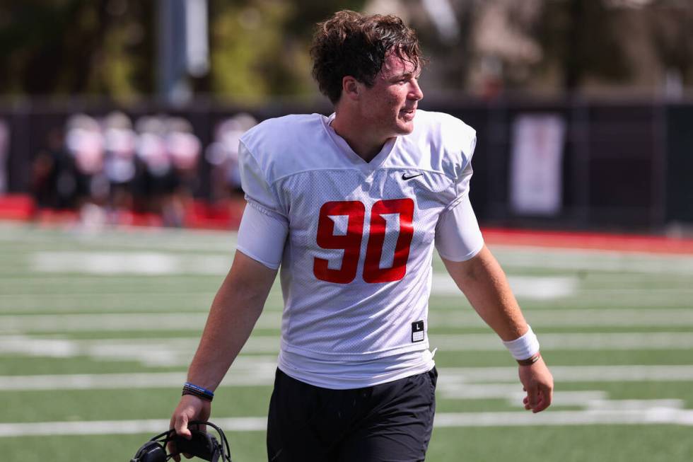 UNLV punter Marshall Nichols (90) during a UNLV football practice on Monday, Aug. 21, 2023, in ...