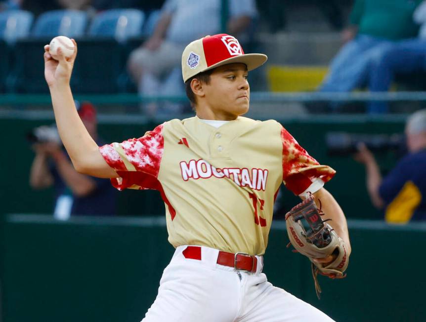 The Henderson All-Stars pitcher David Edwards delivers a pitch against New Albany, Ohio, during ...