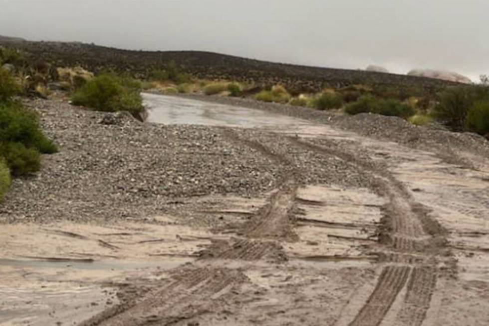 Portions of the Scenic Drive at Red Rock Canyon still have debris as its reopens to the public ...